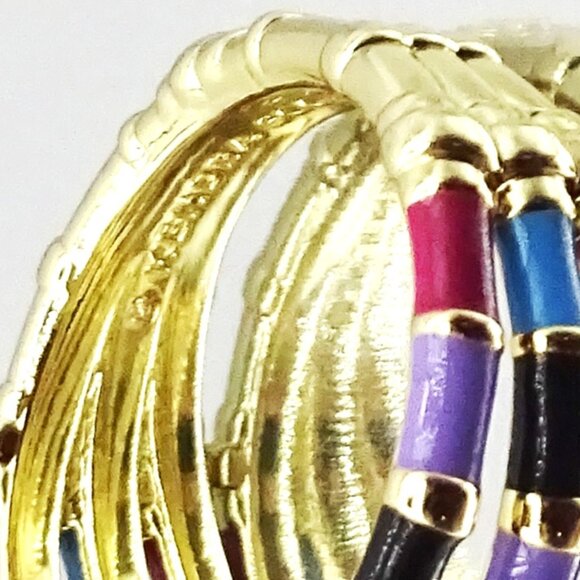 KENDRA SCOTT Essie Yellow Gold Plate Multicolor Enamel Ring Size 6 - Picture 5 of 5